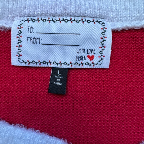 Christmas Sexy Santa Elf Ugly Sweater Dress Derek Heart LRG Holiday Red Funny - Picture 3 of 3